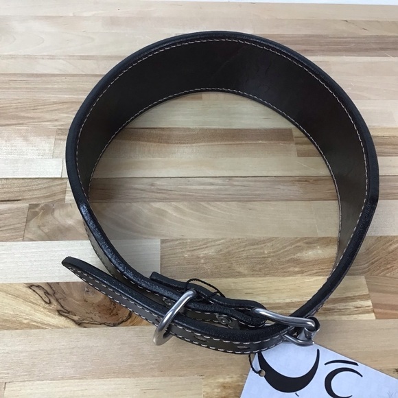 Madcow genuine leather contemporary country vibe dog collar handmade black red - Picture 6 of 14